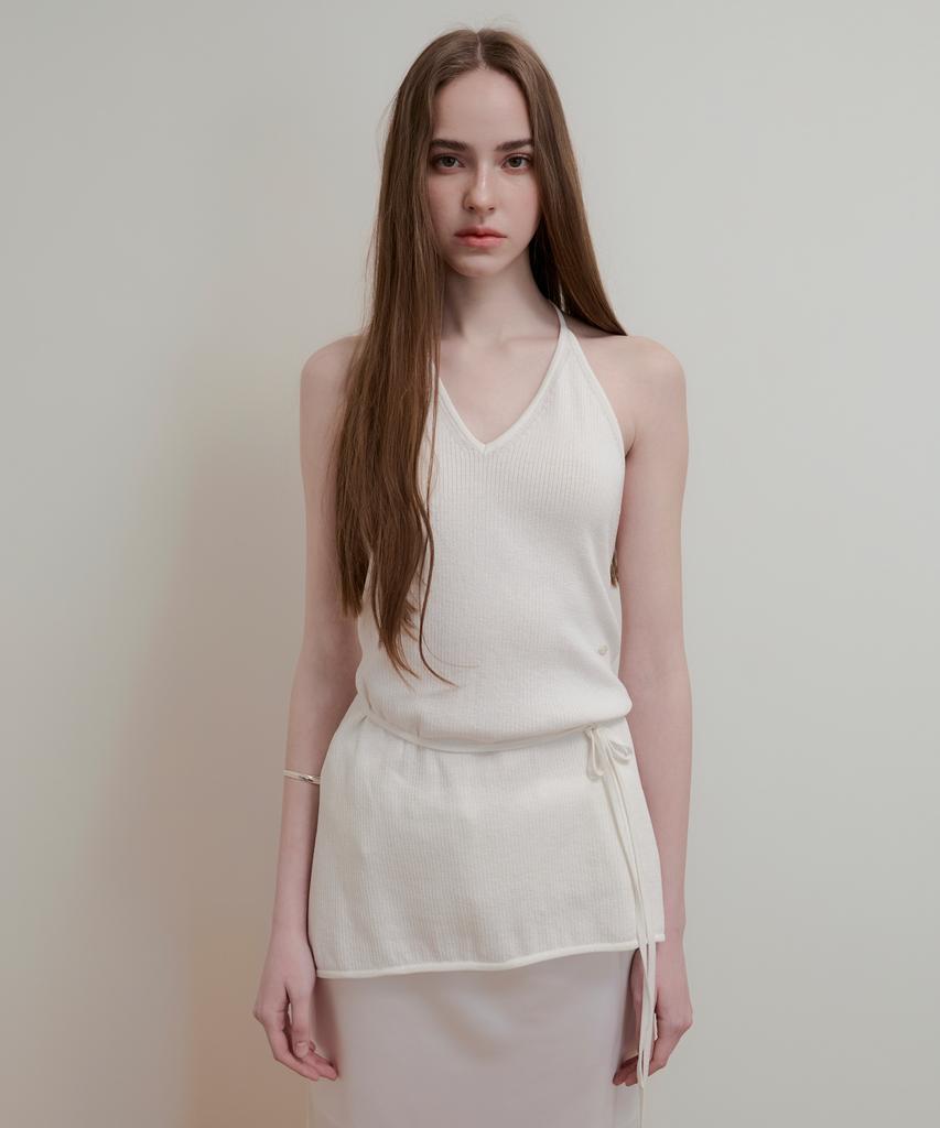 Aobteu Layered Halter Neck Knit - Off White