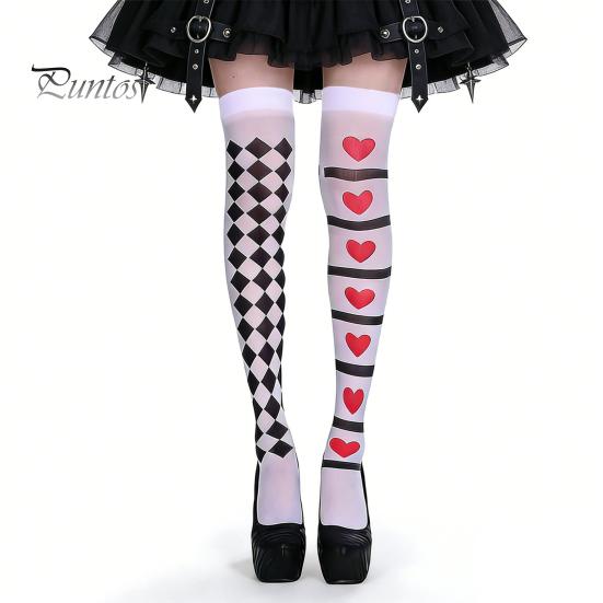 Zábavné halloweenské kostýmy 1 pár vysokých punčoch pro ženy, Roztomilé dekorativní tematické punčochy na cosplay párty, Nad kolena, Čajový dýchánek, Festivaly, Dárek