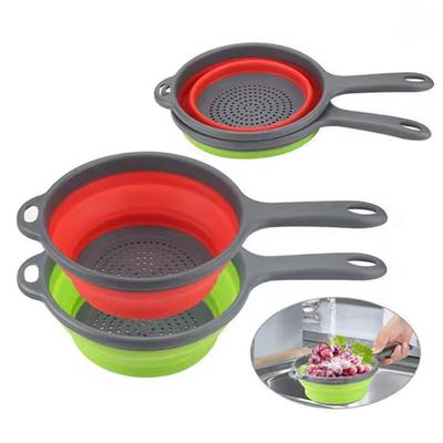 Extendable Kitchen Colander Strainer with Long Handle Collapsible Colander Strainer Vegetable Fruit Flexible Pasta Strainer