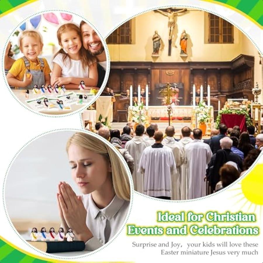 25 Set Easter Jesus Loves You Figures with Card Pocket Jesus Hide and Seek Sunday School Religious Christian Party Favors Gift