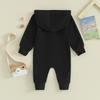 Baby Jumpsuit, Long Sleeve Hooded Zip-up Solid Fall Romper Clothes for Boys Girls