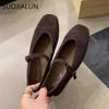 Fashion SUOJIALUN 2024 Autumn Women Flat Shoes Fashion Round Toe Ladie Ballerinas Shoes Soft Flat Heel Outdoor Casual Mary Jane Shoes
