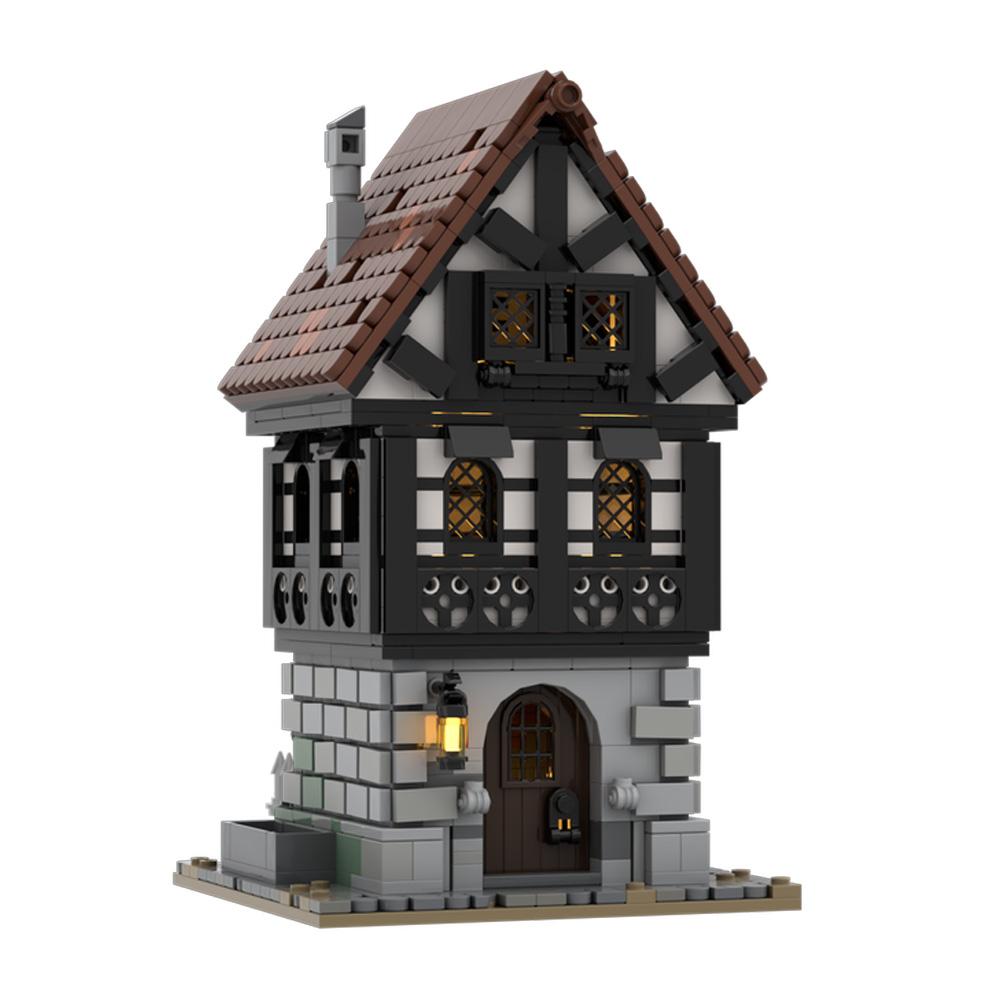 MOC Medieval Townhouse Building Blocks Model Modular Medieval Townhouse Architecture Bricks Assembly Toys Children Birthday Gift