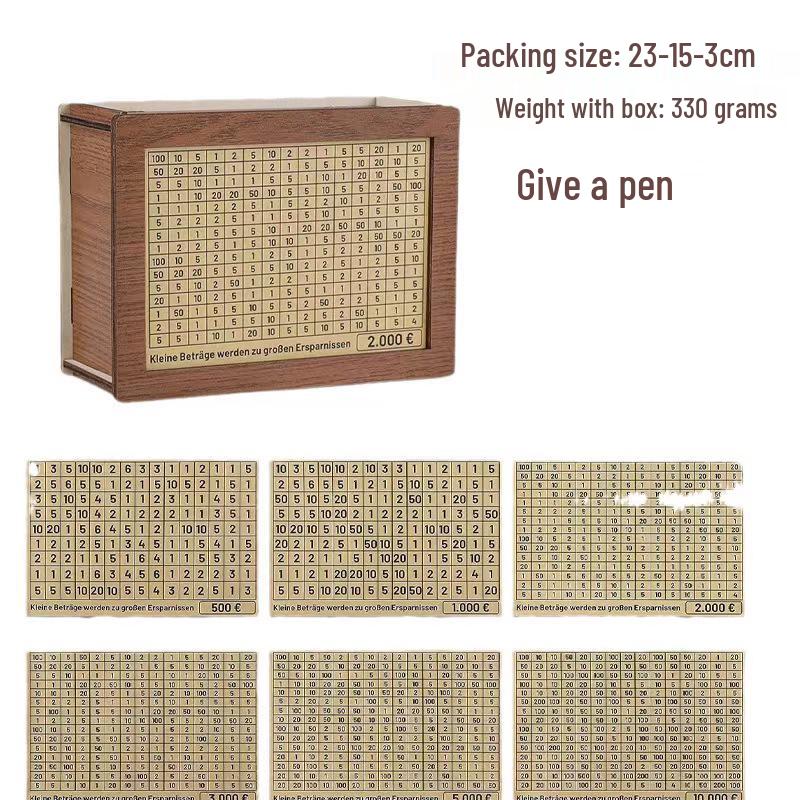 DIY Wooden Piggy Bank with 8 Replaceable Amounts - Creative Cross-Border Gift