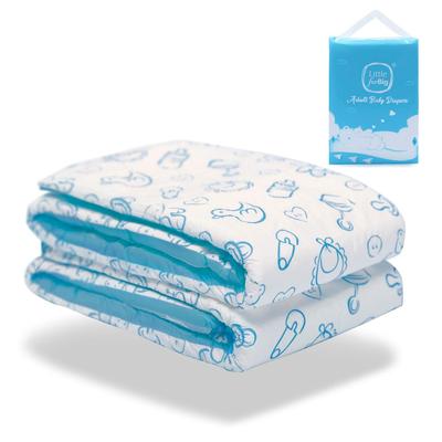 LittleForBig Adult Diaper Cute Design Bottle Pack of Size L Pants, [Baby Design, Blue], 2,