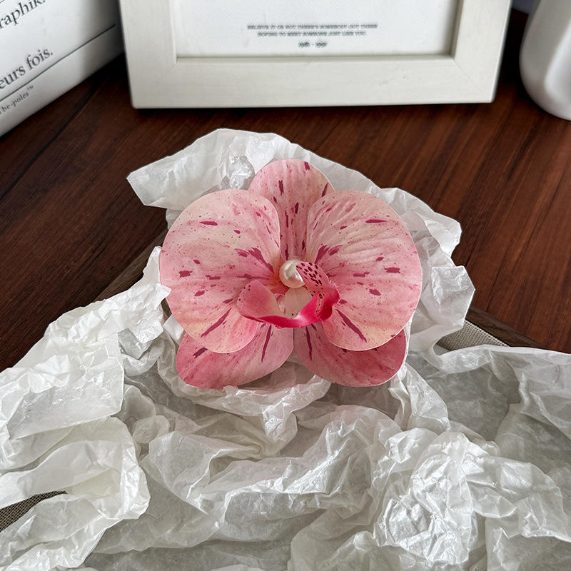 Women Girls Summer Beach Orchid Flower Hair Clip Hawaiian Boho Butterfly Orchid Hair Barrettes Hair Accessories