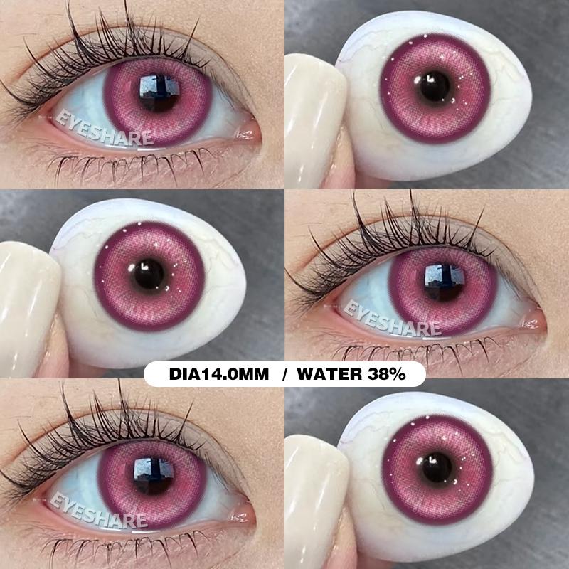 Eyeshare 2pcs Prague Purple Contact Lenses for Colored Eye Makeup Yearly Use 14.2mm Softlens Cosmetics
