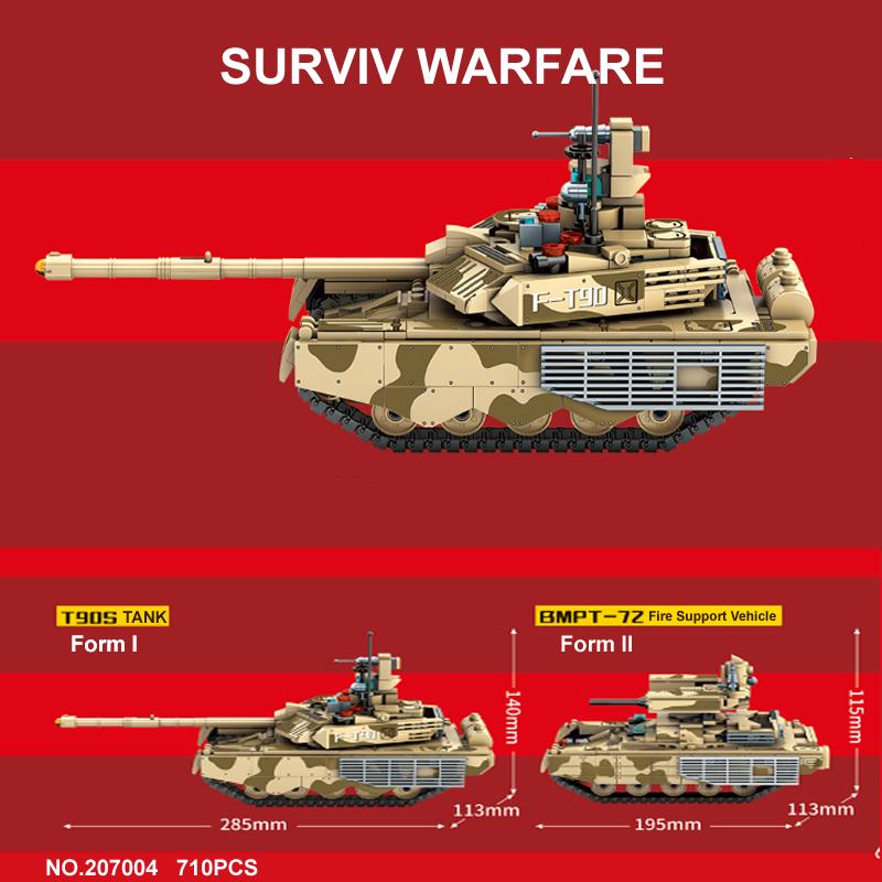 

New WW 2 Military 2 Change T90S Tank BMPT-27 Fire Support Vehicle Building Blocks Bricks Army Soldier Toys For Kids Boys Gifts L