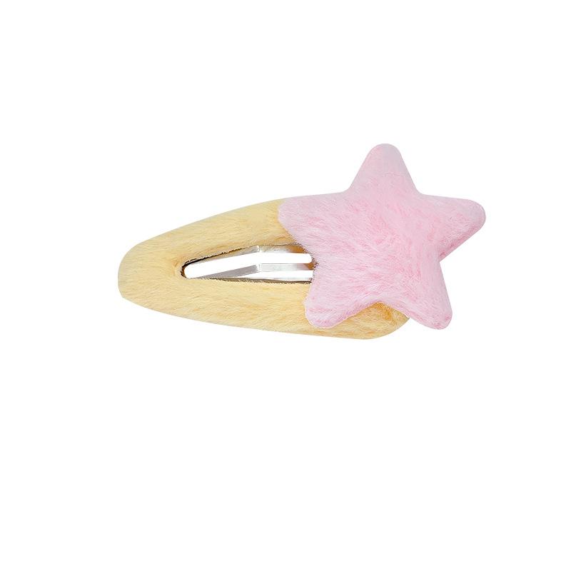 Autumn and winter plush star hairpin girl bb clip sweet five-pointed star bangs clip colored edge clip hair accessories