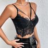 Cross-Border New Arrival Cut Out Lace Eyelash Steel Ring Fishbone Short Stylish Vest All-Matching Base