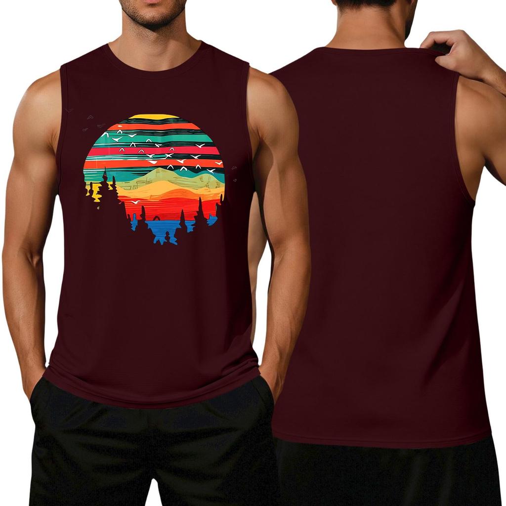 Men's Loose Casual Hawaiian Print Sleeveless Top