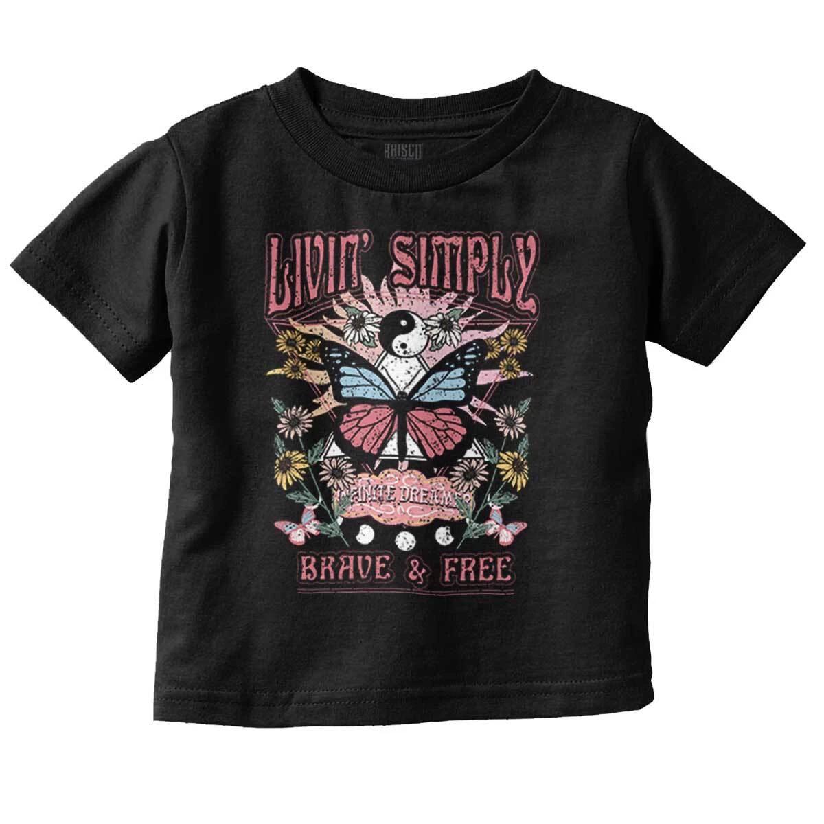 Boho Livin Simply Brave Butterfly Dreams Toddler Girl Youth T Shirt For Kids M