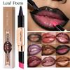 Leaf Poem 2 In 1 Lipstick & Lip Liner Duo, Matte Lip Liner and Hydrating Creamy Lipstick Set, Long Lasting Non-Sticky Lip Makeup, 10 Available Shades