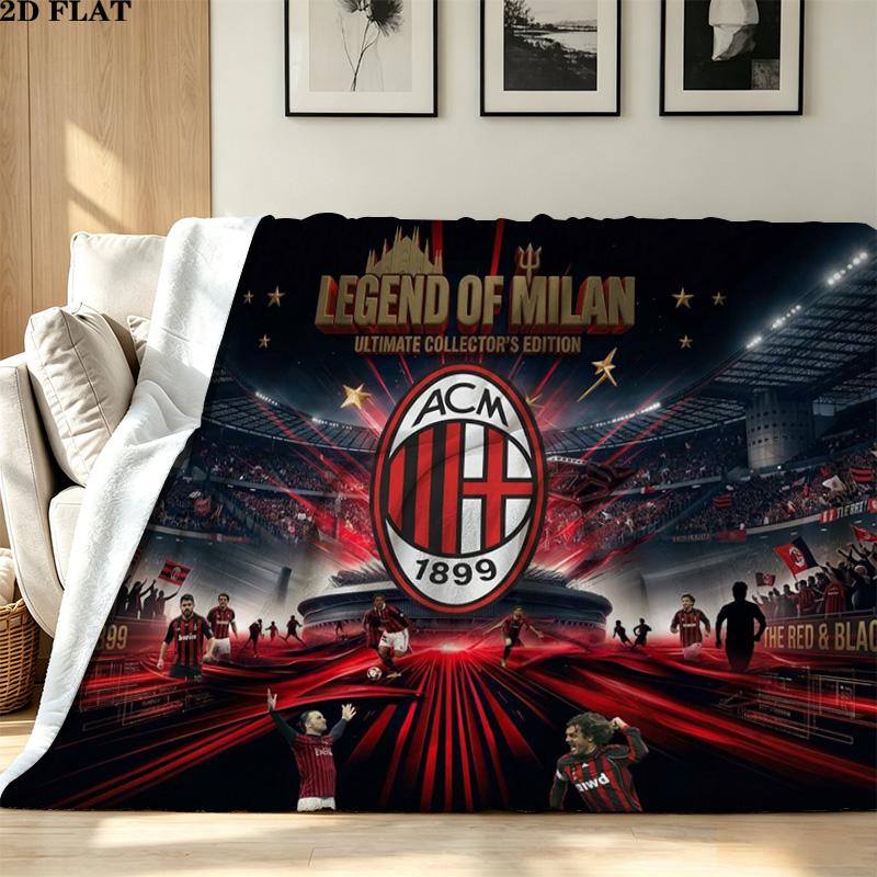 AC Milan Print Flannel Blanket High Quality Warm Comfortable Cover for All Seasons Perfect for Gifts Home Decor