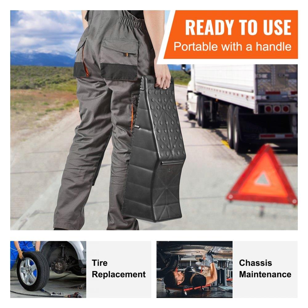 Low Profile Car Service Ramps, 10 Ton 5.5" Lift Heavy Duty Plastic Tire Ramp for Garage Vehicle Repair and Safe Lifting