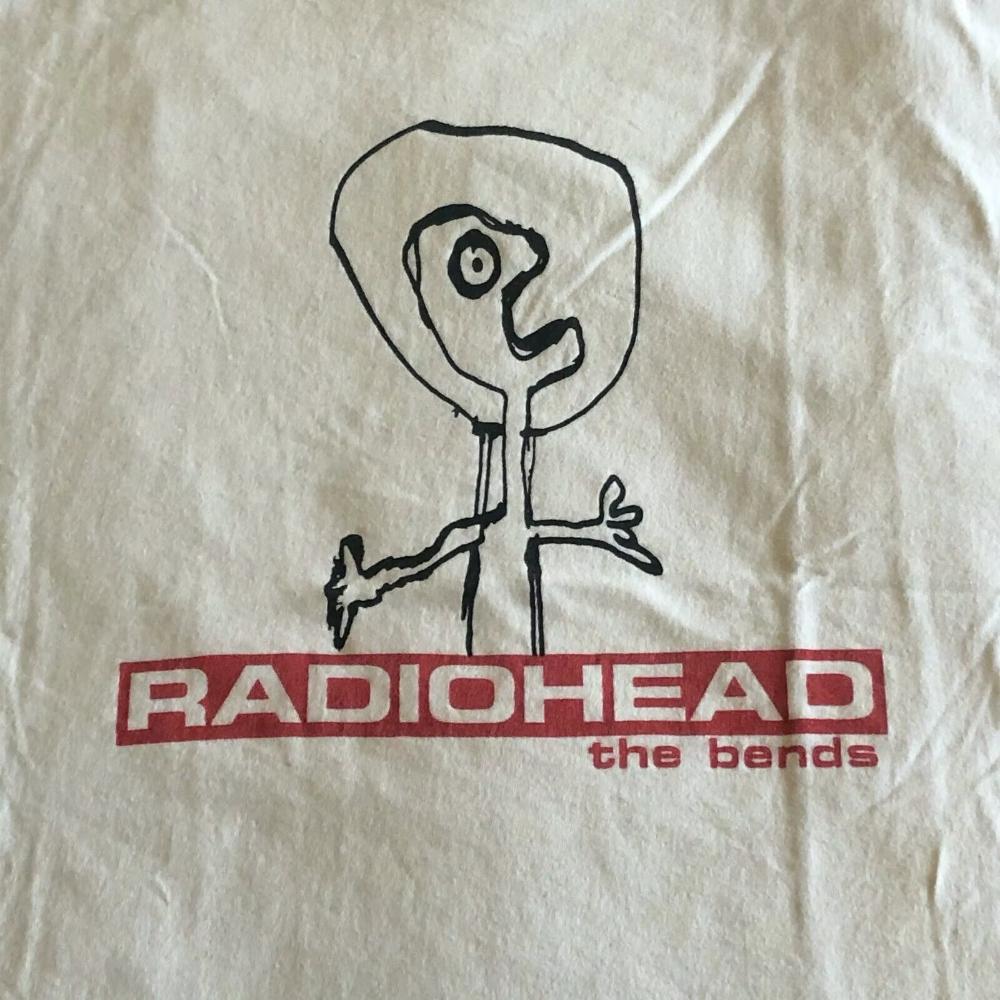 Ny Bomullstrykk Superelastisk Casual RADIOHEAD THE BENDS Vintage Unisex T-skjorte Casual Trykk Rund Hals Løs Oversized T-skjorte