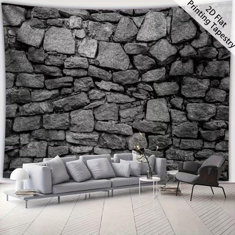 2D Rustic Stone Wall Tapestry for Living Room Bedroom Aesthetic Decor