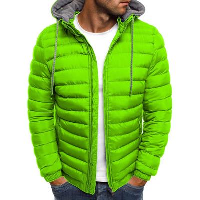 Men Fall Winter Jacket Hooded Padded Thick Warm Windproof Long Sleeve Drawstring Zipper Closure Cardigan Soft Men Outdoor Coat