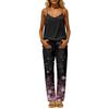 Women's 2 Piece Outfit Set, Casual Backless Sleeveless Top with Elastic Waist Long Pants, Suit No Pockets