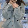 Women's Korean V-neck Knit Cardigan - Single-breasted, Loose Fit, Versatile Autumn/Winter Style