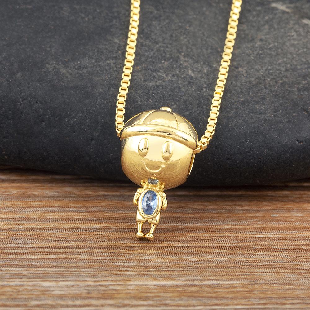 

Nidin Hot Sale Trendy Son And Daughter Shape Zircon Pendant Necklace Boy Girl Fine Chain Choker Jewelry Mother s Day Gifts