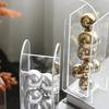 Abstract Art Metal Ball Square Transparent Box Acrylic Container Model Ornament Desk Decoration Ornaments Sphericity Crafts