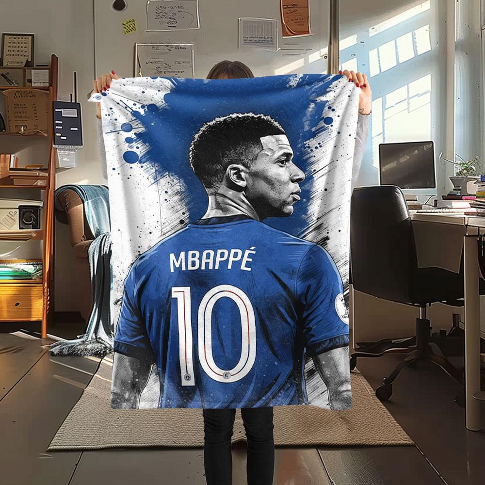 1 Stück Kylian Mbappe Muster Flanelldecke Geeignet für Alle Jahreszeiten für Heimdekoration Wärme und Komfort Geschenke Feiertagsgeschenk