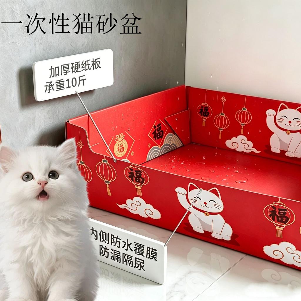 Foldable Large Capacity Disposable Cat Litter Box For Home Travel Cat Supplies