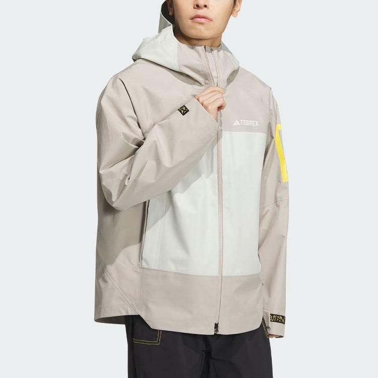 Adidas X National Geographic Color Block Double Layer Waterproof Outdoor Jacket Men Jacket Light-Brown IS9522