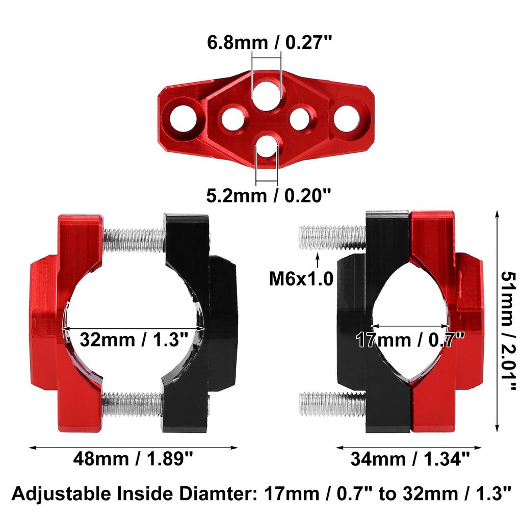 17 to 32mm Handlebar Clamp Mount Adjustable Rearview Mirror Extender Offroad Spotlight Bracket for Motorcycle Scooter
