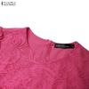 ZANZEA Dames Casual Ronde Hals Korte Mouw Elegante Kant Patchwork Lange Jurk