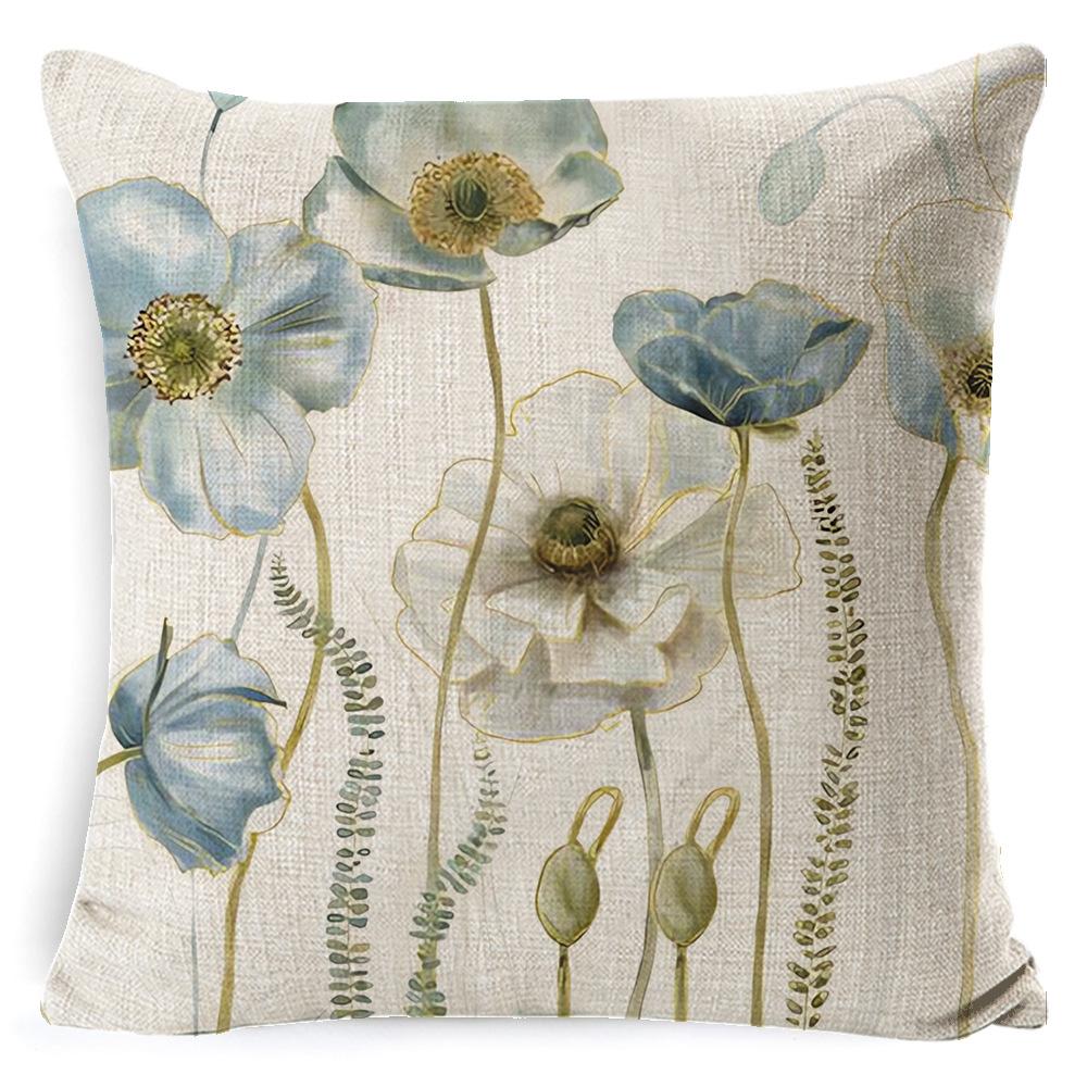 Retro Plant Floral Print Linen Pillow Case Home Living Room Sofa Car Cushion Pillow