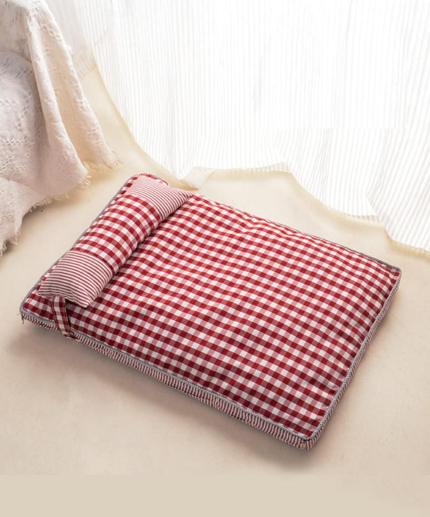 Fluffy Pet Square for Dogs and Pet Pet Pillow Removable Pillow Cover Bed, Shape, Cats, All-Season Sofa, Cushion, Included, (Small, Red)