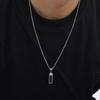 Black Acrylic Rectangular Pendant Necklace for Men,Waterproof Stainless Steel Vertical Necklace,Trendy Casual Jewelry Gift
