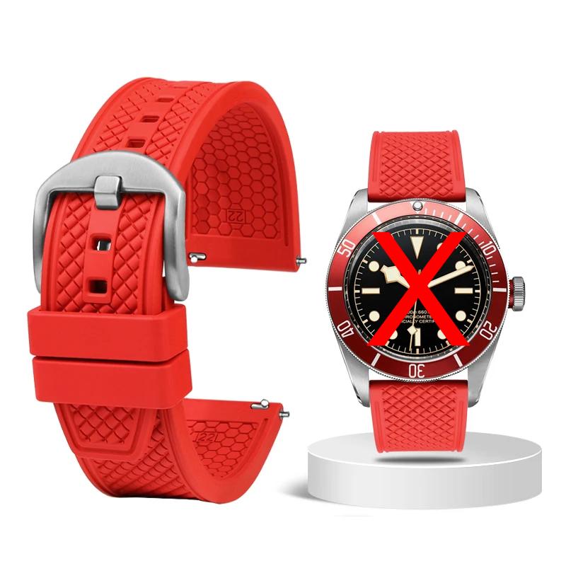 20mm 22mm Premium-Grade Fluororubber Watch Strap For Seiko IWC Rolex Casio Waffle Strap Universal Men Diver Sports Watch Band