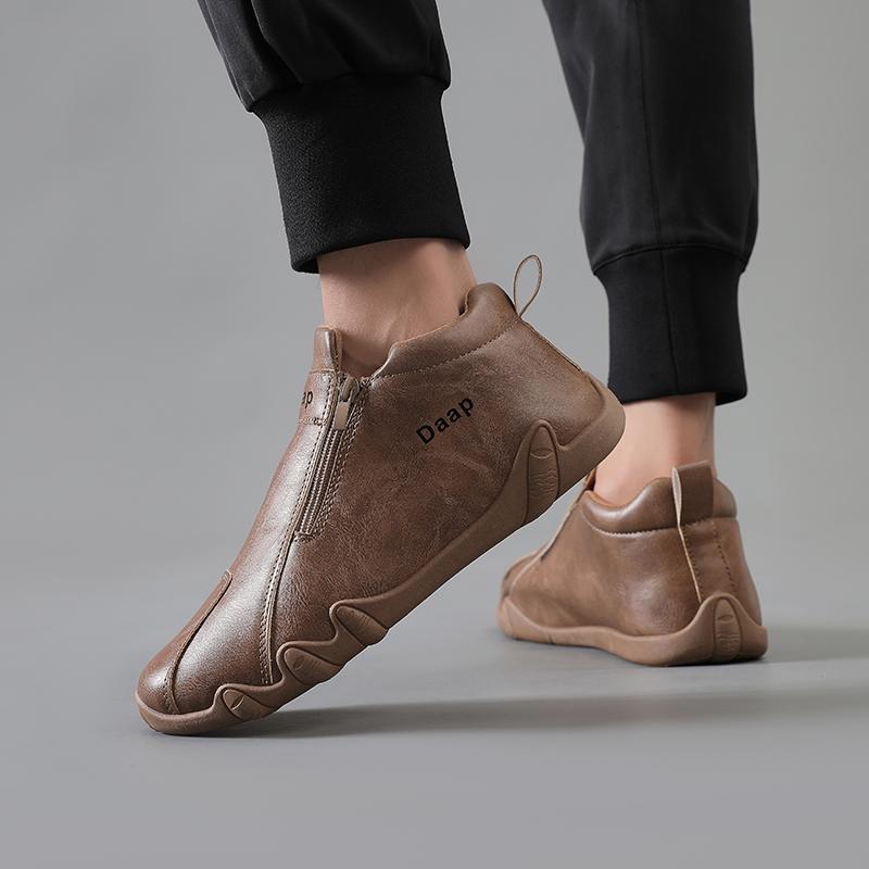 Shoes for Man Loafers Soft Soled Zipper Comfortable Casual Driving Shoes Breathable Leather Fashion Flat Shoes Zapatos De Charol