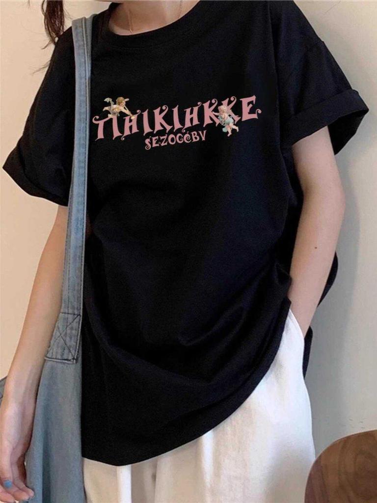 Unisex American High Street Chic Cotton T-Shirt, Summer Plus Size, Loose Fit for Men, Women & Couples