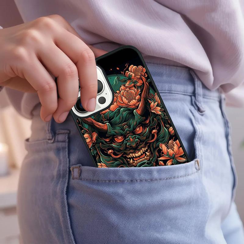 Samurai Oni Mask Phone Case For iPhone 17 Air 15 16e 14 13 Pro Max Coque 12 11 Pro Max PLUS cover