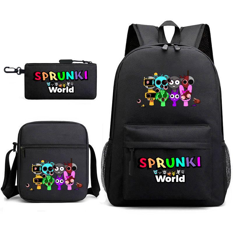 Rhythm Box Game Merchandise Elementary School Bag Sprunki Cartoon Starry Sky Backpack 3-piece Set D