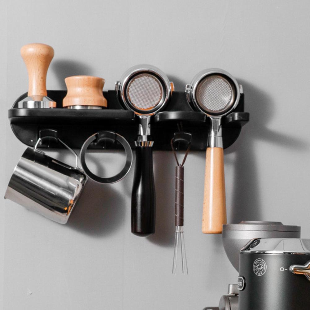 Plastic Coffee Portafilters Holder  Wall Mount Coffee Set Storage Holder Simple Installation Black for Kitchen Gadgets