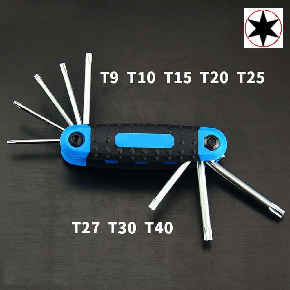 New 8 In 1 Folding Allen Wrench Set Metric Allen Key Set Tool Or Folding Tamper Proof Torx Key Set Portable Star Wrench Kit