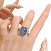 Simulation Paraiba Square Ring Women'S Premium Full Diamond Ice Flower Cut Fat Rectangular Tanzanite Blue Diamond Ring