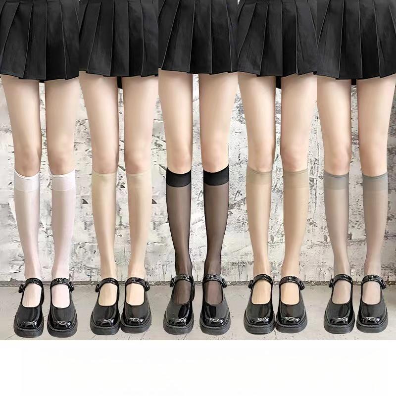 5/10/20 Pairs Women Ultra-Thin Nylon Stockings Transparent Elasticity Ladies Knee Socks Summer Long Socks For Girls Stocking