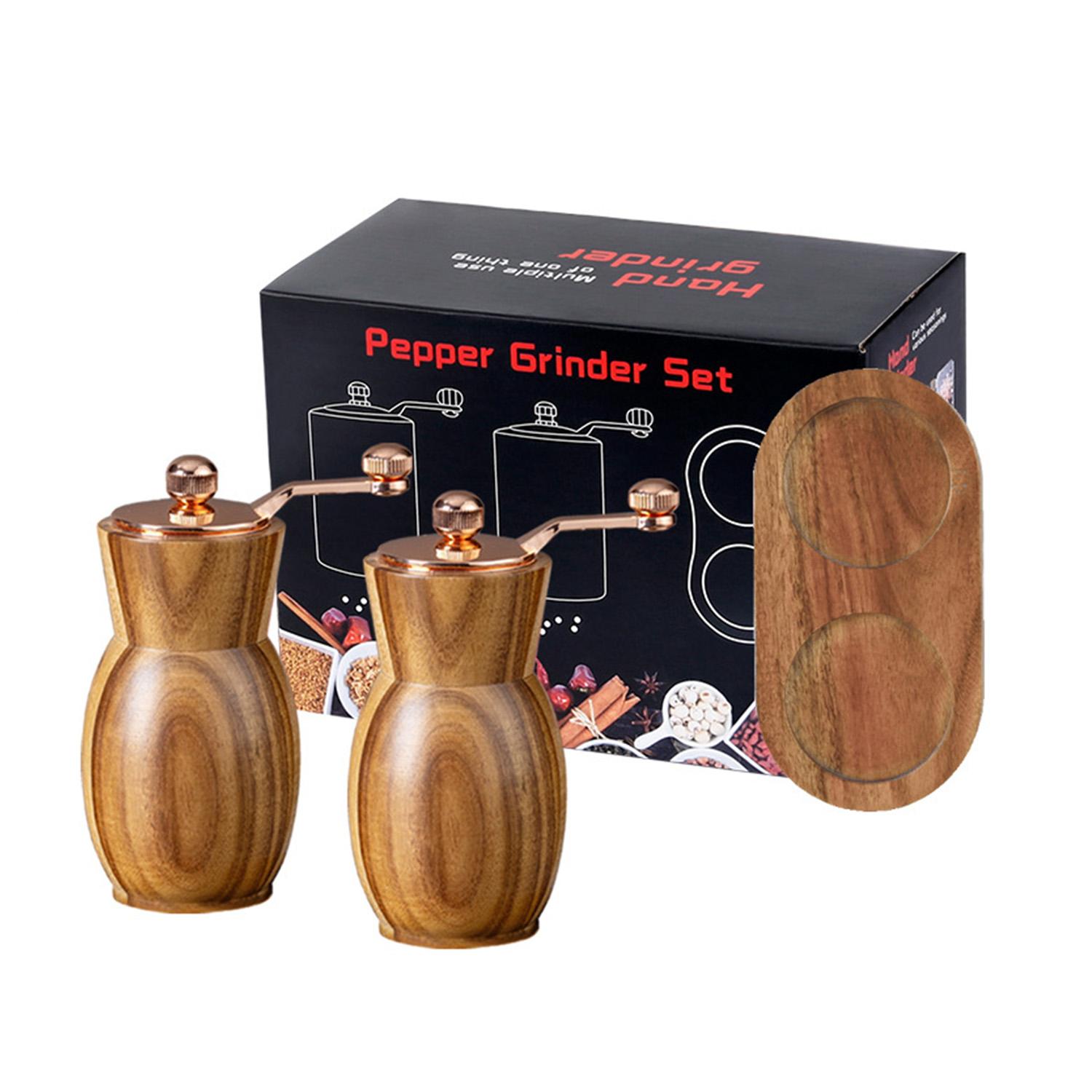 

Ручна млинниця для перцю з керамічними жорнами, дерев яна млинниця з ручкою з акації для кухні