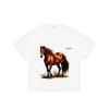 Men's Oversized T-Shirt Black Horse Print and Text Casual Wear