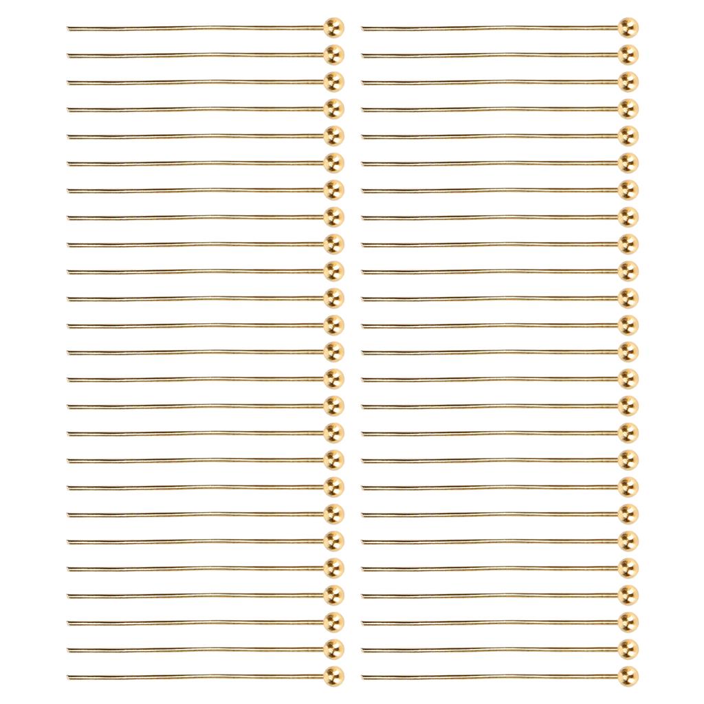 50pcs Ball Head Pins Jewelry Pendant DIY Craft Bead Making Parts Accessory SuppliesGold 30mm   1.18in