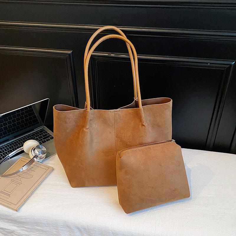 

Модная замшевая сумка-тоут большой вместимости для поездок на работу, новинка осени 2025, повседневная наплечная сумка, сумка для ежедневных поездок на работу