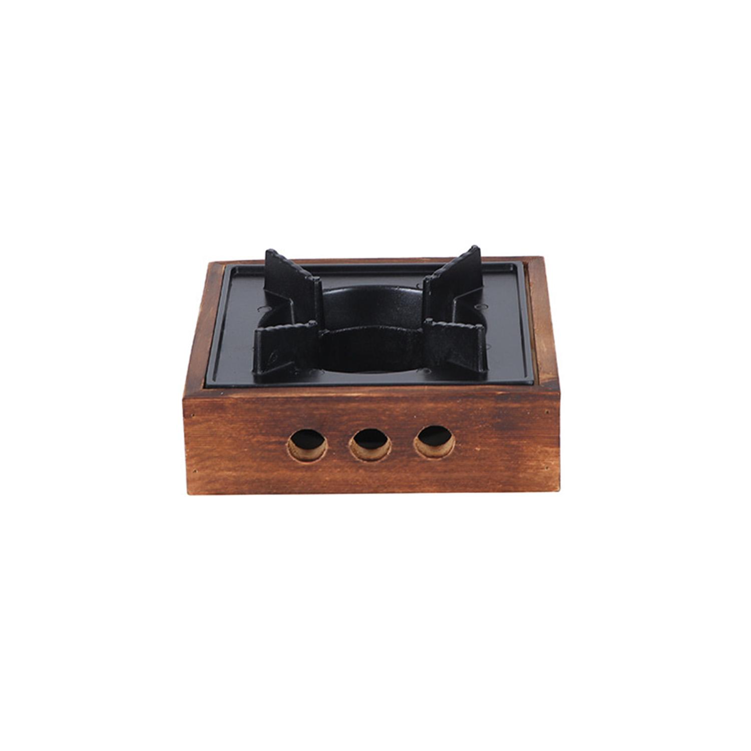 

Спиртовая горелка с деревянной подставкой, чугунная спиртовая горелка для сухого горшка, мини-хот-пота и использования в кемпинге 16cm коричневый/чёрный