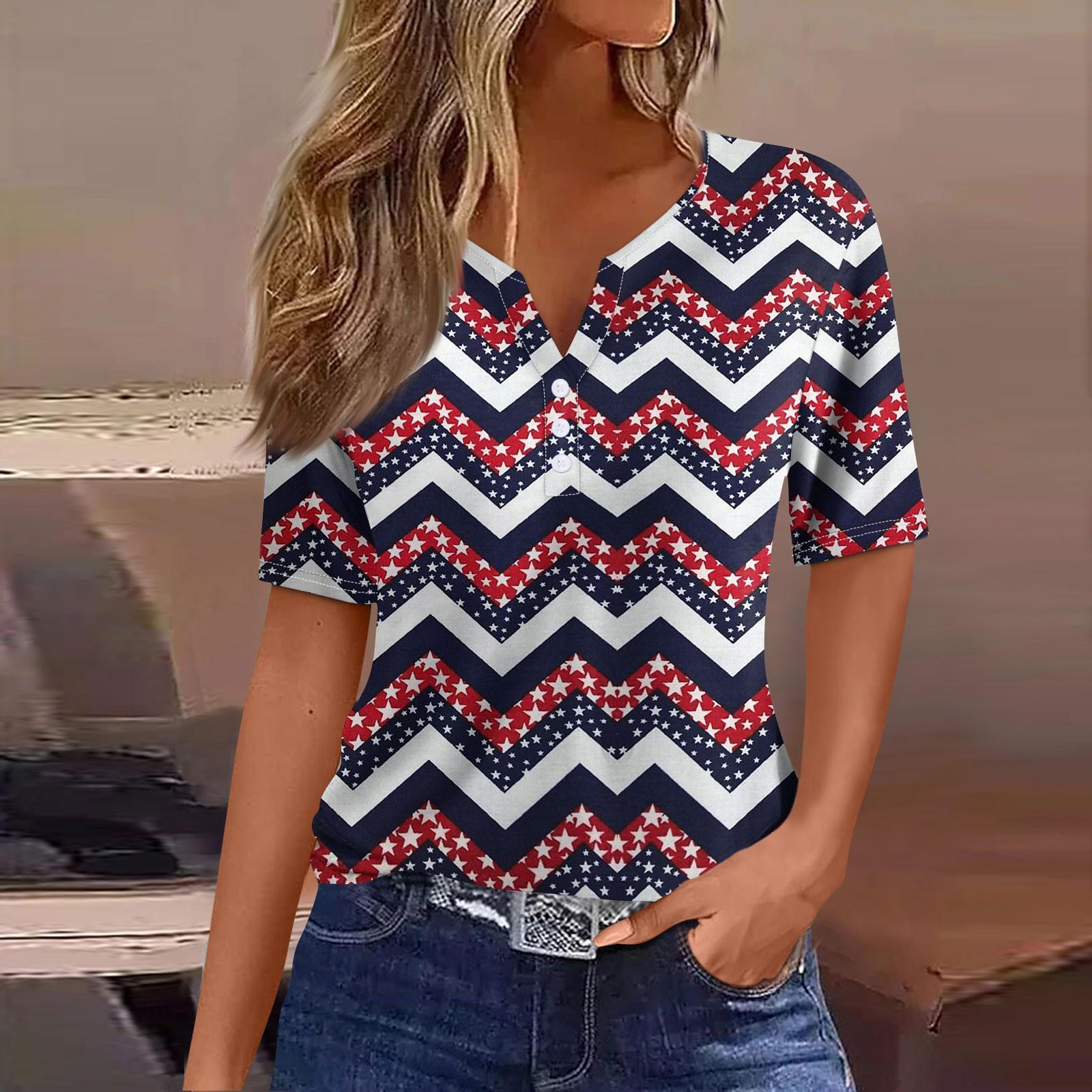 

Жіноча футболка з принтом на ґудзиках, з коротким рукавом, щоденна мода на вихідні, базовий V-подібний виріз, звичайний топ XXXL Темно-синій