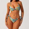 S - XL 19 Colors Pleated High Leg Cut Bikini Female Swimsuit Women Swimwear Two-Pieces Bikini Set Bather Bathing Suit Swim